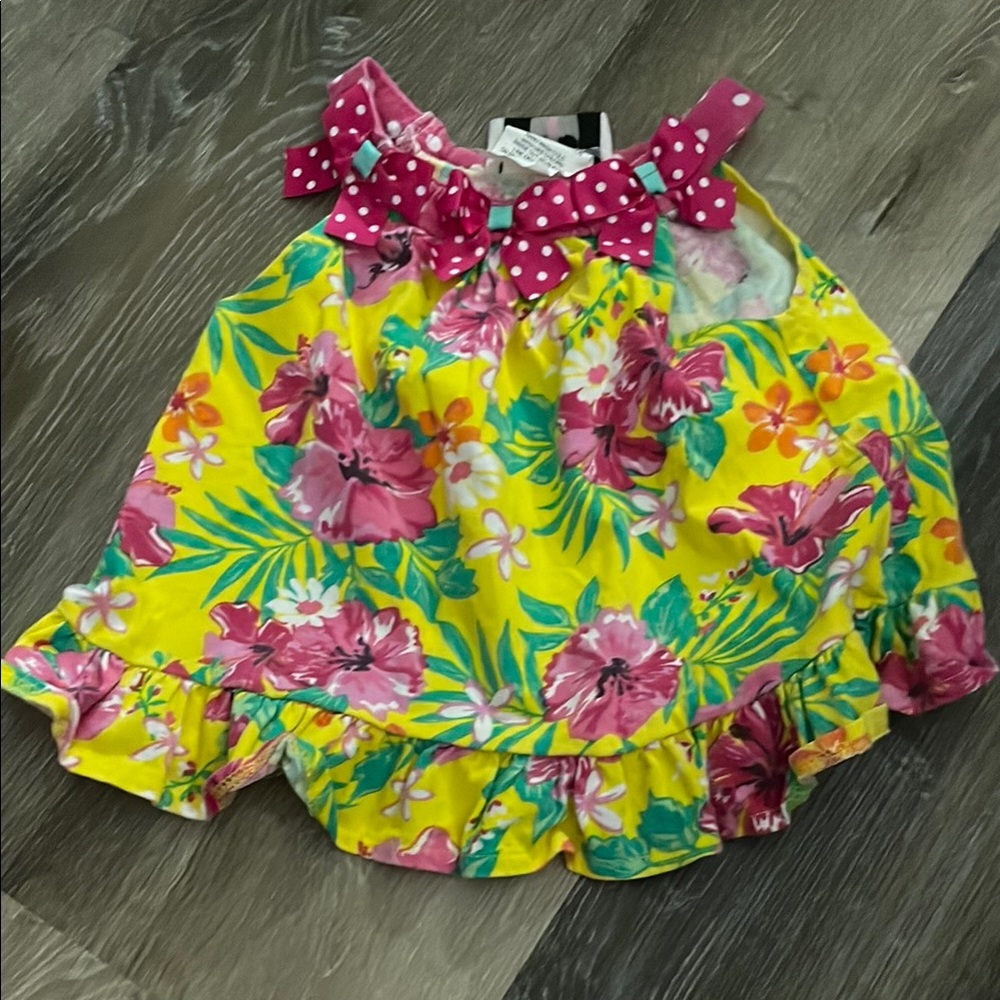 Floral Yellow Baby Dress with Pink Accents